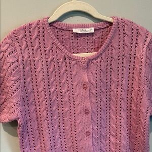Talulah Pink Cable Knit Cropped Cardigan Sweater Top
